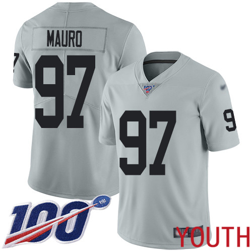 Oakland Raiders Limited Silver Youth Josh Mauro Jersey NFL Football #97 100th Season Inverted Legend Jersey->women nfl jersey->Women Jersey